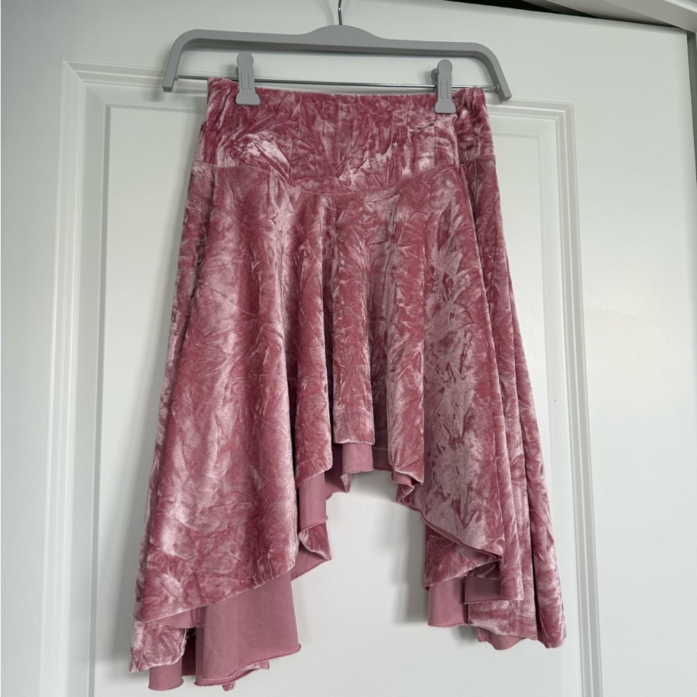 Mauve Velvet Skirt in Soft Pink